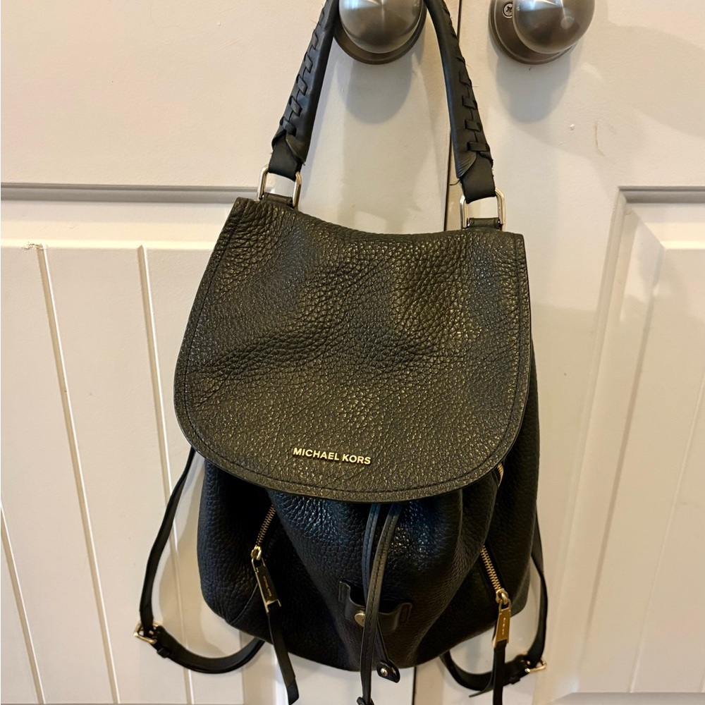 Michael Kors ViV— convertible (backpack) Textured Black Bag with Gold Details